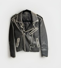 Zara Men Dayton-O Print Biker Leather Effect JacketSize S