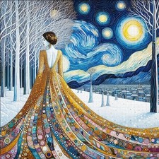 WINTER WEDDING CROSS STITCH KIT 14 COUNT PRINTED AIDA SIZE 40x40CM