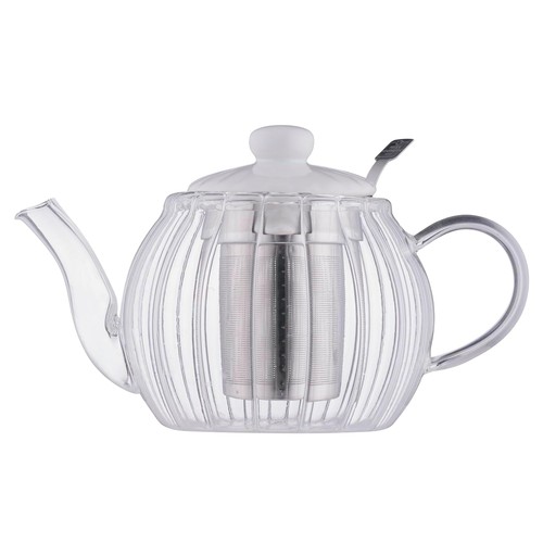 Glass teapot white ceramic lid - teapot,