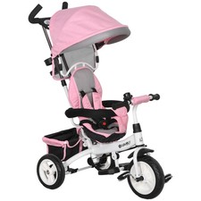 HOMCOM 6 in 1 Kids Trike, Stroller with Parent Handle, Pink