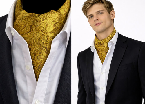 Gold men cravat ascot tie - cravat,
