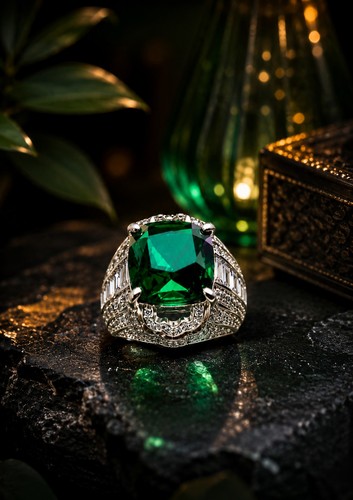 Emerald green cushion - emerald, cut