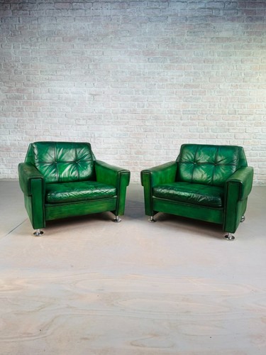 Vintage danish green leather - danish,