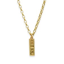 9ct Yellow Gold Ingot Pendant & Belcher Chain - 20" - 13.1g