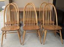 Ercol Dining Table & 6 Windsor Quaker Chairs, England
