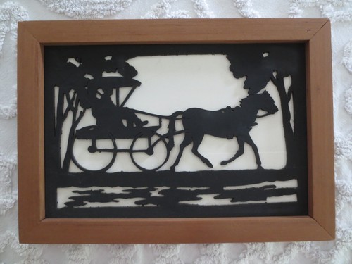 Framed amish horse buggy - horse, &
