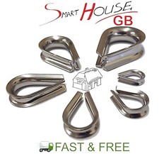WIRE ROPE THIMBLE CLAMP STAINLESS STEEL MARINE GRADE 316 A4 CABLE CLIP  LOOP