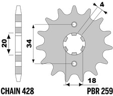 PBR Front Sprocket in Steel for KYMCO 125 CK 2004-2005 15T