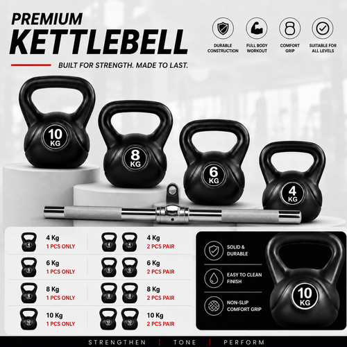 10kg vinyl kettlebell weight - vinyl,