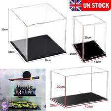 Clear Acrylic Display Case Assemble Box Dustproof Protection with Black Base New
