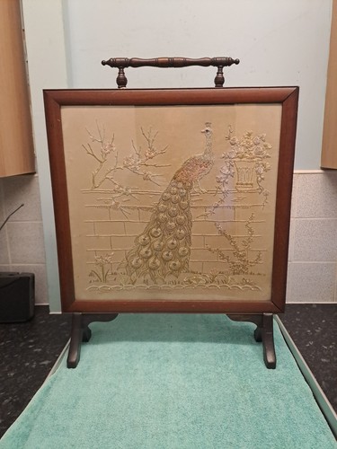 Vintage wooden fire screen - vintage,