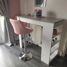 Tall Dining Bar Table 4 Shelves High Kitchen Island Counter Breakfast Table Grey