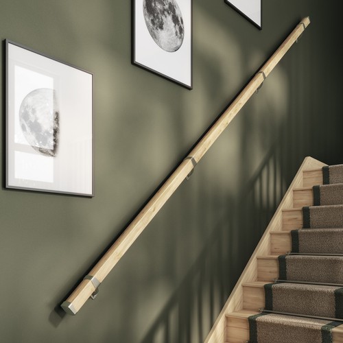 Square stair handrail - square, oak