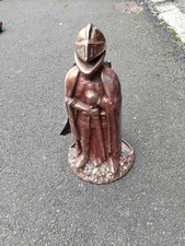 RARE  Vintage Knight ON STONE Fire Companion Set 1930s Cast Iron Pearlescent