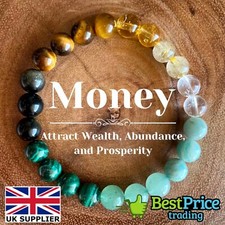 Natural Gemstone Bead Bracelet Healing Money Gem Stone Prosperity Abundance