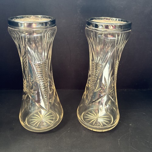 Two cut glass vases - two,
