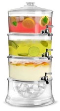 3 TIER PARTY DRINKS DISPENSER COCKTAIL SOFT DRINK JUICE TAPS 10.5L SUMMER PUNCH