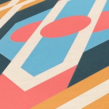 Retro Chic Vinyl Wallpaper Red Orange Blue Shapes Paste The Wall AS Creation