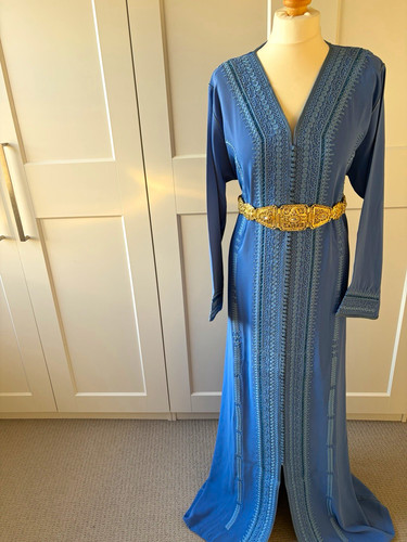 Women moroccan blue kaftan - blue,