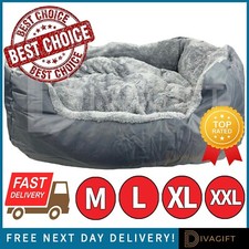 DOG BEDS CAT BED SOFT FLEECE WARM GREY PET BASKET FOR MEDIUM LARGE XL XXL PETS