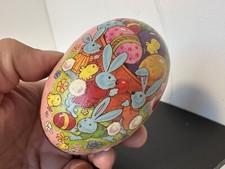 Vintage Paper Mache Easter Egg - The Easter Island Company - Chicks Bunnies