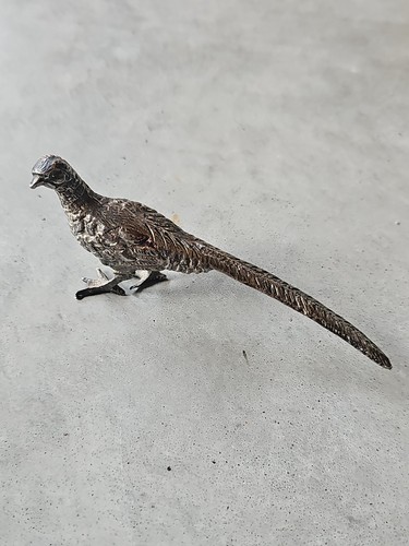 Cast metal pheasant figurine - metal,