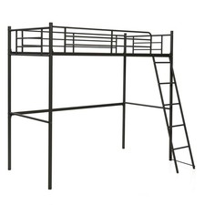 3.5FT Single Metal Loft Bed Frame High Sleeper Bunk Bed Study Desk Cabin Bed