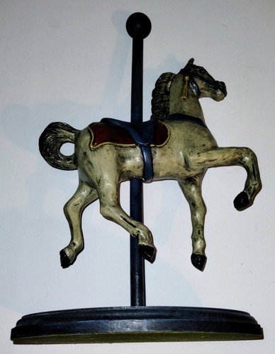 Antique wood carousel horse - carousel,