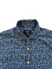 Hackett London Men’s Blue Floral Design Long Classic Sleeve Shirt - Size Medium