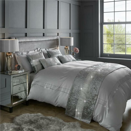 Diamante crushed velvet bed - &,