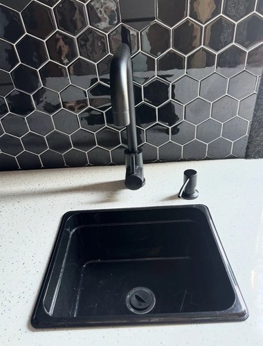 Black campervan boat sink - black,