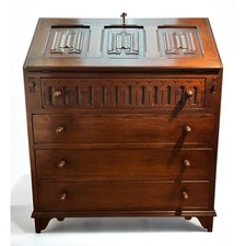 Vintage Jaycee Oak Writing Bureau Desk with Drawers & Carved Front UK DELIVERY