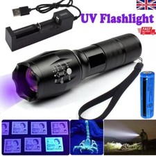 1500000LM Ultra Bright Rechargeable LED Torch UV Ultra Violet Flashlight Lamp