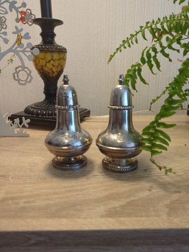 Vintage silver plate salt - silver,