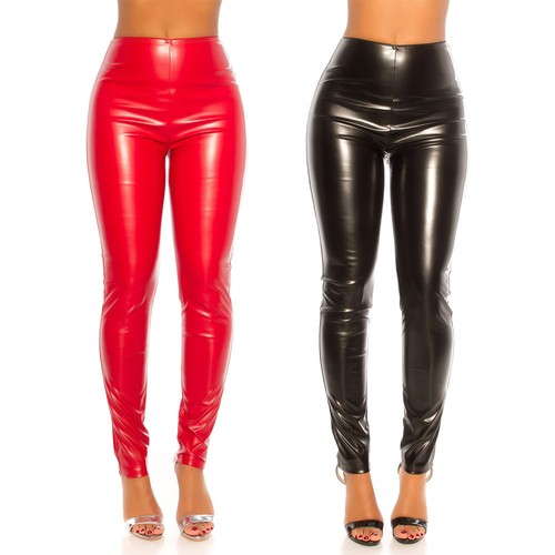 Leather look trousers - leather, high
