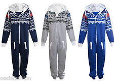 Unisex 1Onesie Men's Plain Aztec Print Zip All in One Hooded Jumpsuit Size S-5XL