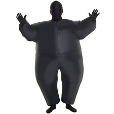 Kids Inflatable Black MegaMorph Costume Boys Girls Blow Up Fat Suit Fancy Dress