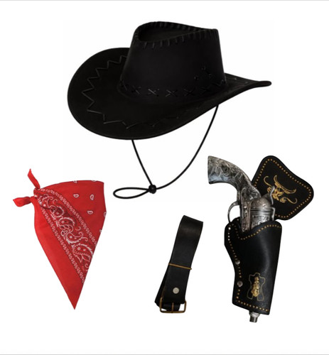 Black cowboy hat gun - black,