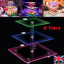 Light-up LED Clear Acrylic Cupcake Stand Wedding Party Cup Cake Holder Display