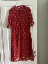 Vintage BIBA 1990s Indian bohemian tunic red cotton kurta dress