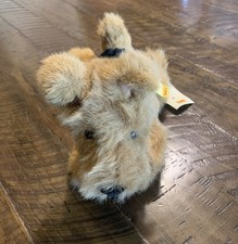 Vintage 90s Steiff Airedale Terrier Plush Dog 11” AKC Red Collar Germany W/Tags