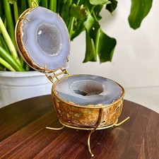 2.31lb Natural Agate Treasure Basin Quartz Rock Earth Crystal Cave Healing