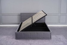 Ottoman storage bed Grey Upholstered  gas side lift Fabric  3ft 4ft 4ft6 single