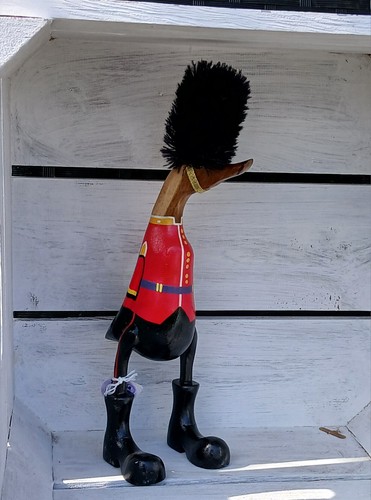 Hand carved wooden guard duck - carved,