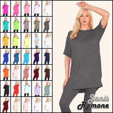 Womens Longline T-Shirt Plain Short Sleeve Oversized Baggy Tunic Mini PJ Dress