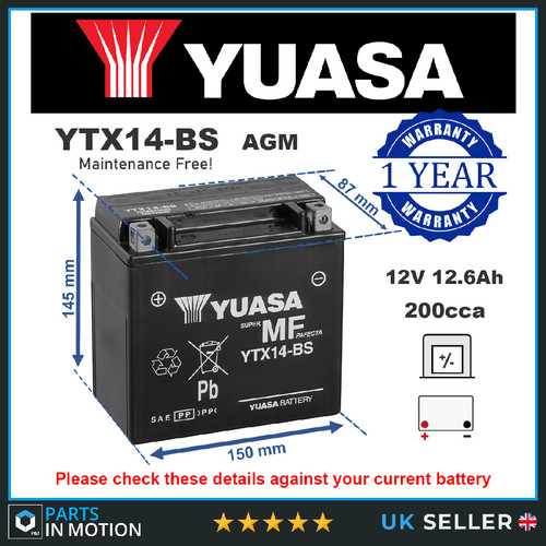 Genuine yuasa ytx14 high - genuine,