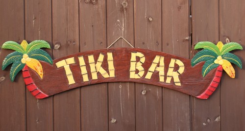 Wooden tiki bar sign - wooden,