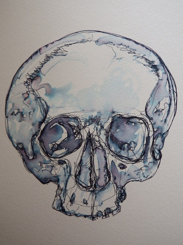 Skull ink drawing - skull, original