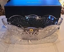 New Waterford Crystal Large 12” Seahorse Boat Bowl  #1050296 MINT FREE SHIPPING 