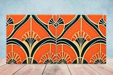Art Deco Design Ceramic tiles -Set of 2 Art Deco Wall Decor Tiles, Art Deco tile